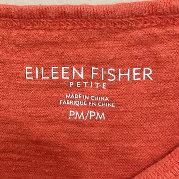 Eileen Fisher Sleeveless Hemp Dress Sz MP Petite Orange Geranium Bateau - Picture 4 of 6